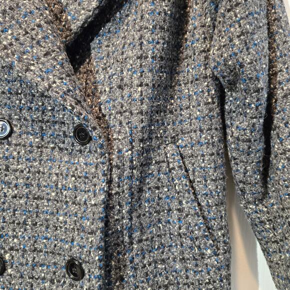 VTG Billi by Billycoat short peacoat gray tweed with shoulder pads S/M - Picture 4 of 11